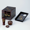 【茶道具 / 茶箱】利休茶箱 溜真塗 春秋 宗悦作(化粧箱)(3点セット付)