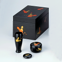 【茶道具 / 茶箱】利休茶箱(黒) 宗悦作 (化粧箱)(3点セット付)
