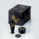 【茶道具 / 茶箱】利休茶箱 掻合塗 唐松 湖彩作(化粧箱) (3点セット付)