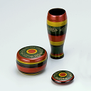 ▼【茶道具 / 茶箱】 塗 三点セット 太独楽 (樹脂製) (棗・香合・茶せん筒)