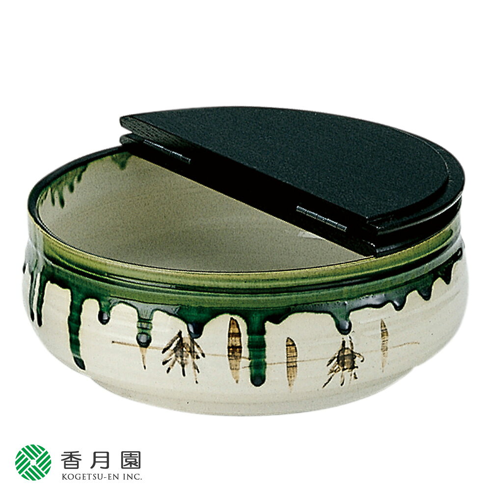 Rakuten - 【茶道具 / 水指】　平水指　織部　掻合塗割蓋付き　加藤五陶 作