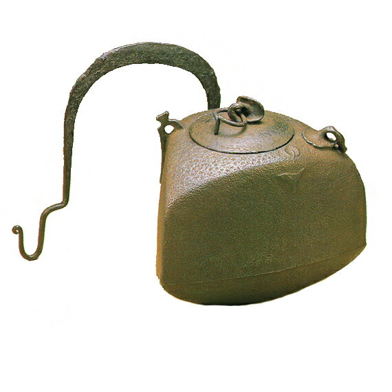 【茶道具 / 釣釜】 般若勘渓作 弦付 焼飯釜 【風炉兼用】