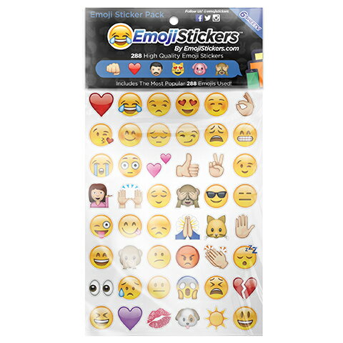 【ネコポスOK】【1,375円→999円】EmojiStickers 絵文字ステッカー 6シート 288emoji シール アメリカン キャラクター iPhone 愛着 可愛い 人気 ステッカー シール 帳 ステッカー ブック 手帳 はがし 手帳専用 子供