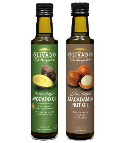 OLIVADOエキストラバージン アボカド＆マカダミアオイル2本セット5％OFF／コールドプレス 低温圧搾／ニュージーランド産／コレステロール0％／オレイン酸／トランス脂肪酸0％／無添加のサムネイル