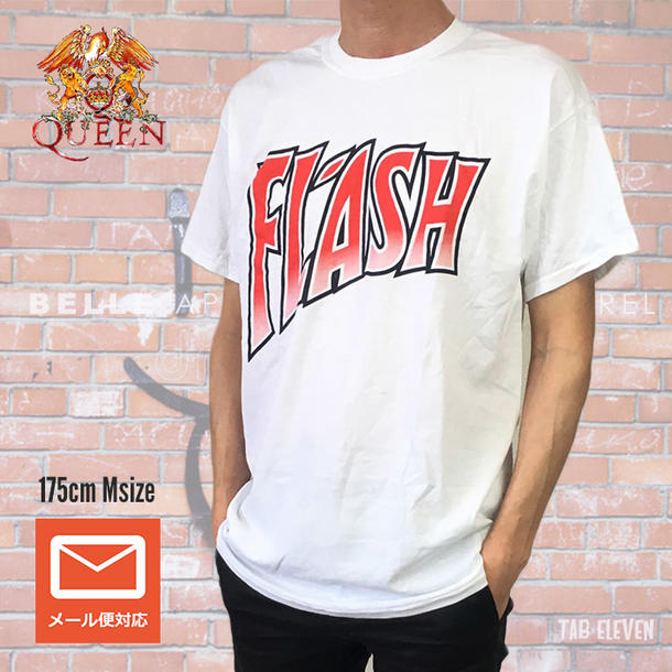 ロックTシャツ バンドTシャツ QUEEN クィーン ロゴ Tシャツ FLASH フラッシュ フレディ・マーキュリー ボヘミアン・ラプソディ バンドT ネイビー S M Tシャツ