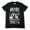 ロックTシャツ バンドTシャツ AC/DC エーシーディーシー "HIGHWAY TO HELL WORLD TOUR 1979/1980" ブラック Tシャツ ROCK クルーネックTシャツ メール便 送料無料