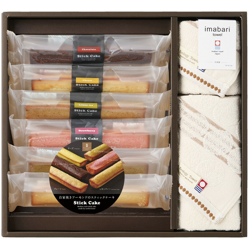 今治タオル&スイーツ グリーンモードエコドットタオル&スティックケーキギフト LST011MD (-C6156-585-) | 内祝い ギフト 出産内祝い 引き...