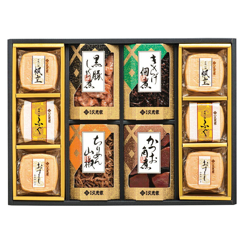 ●商品内容 お吸物(帆立・ふぐ・おすまし)×各2、かつお角煮(70g)・黒豚しぐれ煮・きくらげ佃煮(各60g)・ちりめん山椒(50g)×各1 ●パッケージサイズ：28×35×5cm ●賞味期限：製造日より常温8ヶ月 お椀に最中を入れお湯を注ぐだけで手軽に本格お吸物がお楽しみいただけます。ご飯のお供に喜ばれる佃煮との詰合せです。ギフト対応※商品は十分にご用意しておりますが、万一品切れの場合や、 やむを得ない事情により中止や変更になる場合がございますので、ご容赦ください。【ご用途】 各種御祝、各種内祝いギフト 贈り物 内祝い 内祝 出産内祝い 結婚内祝い 御祝 快気祝 快気内祝 御礼 御中元 暑中御見舞 残暑御見舞 御歳暮 御年賀 寒中御見舞 プレゼント 母の日 父の日 敬老の日 クリスマス 合格祝い 進学内祝い 成人式 御成人御祝 卒業記念品 卒業祝い 御卒業御祝 入学祝い 入学内祝い 就職祝い 入園内祝い 御入園御祝 お祝い 御祝い 金婚式御祝 銀婚式御祝 御結婚お祝い ご結婚御祝い 御結婚御祝 結婚祝い 結婚式 引き出物 引出物 引き菓子 御出産御祝 ご出産御祝い 出産御祝 出産祝い 御新築祝 新築御祝 新築内祝い 祝御新築 祝御誕生日 誕生日祝 七五三御祝 初節句御祝 節句 昇進祝い 昇格祝い 就任 御供 お供え物 粗供養 御仏前 御佛前 御霊前 香典返し 志 進物 粗供養 偲草 偲び草 茶の子 法要 仏事 法事 法事引き出物 法事引出物 年回忌法要 一周忌 三回忌 七回忌 十三回忌 十七回忌 二十三回忌 二十七回忌 御開店祝 開店御祝い 開店お祝い 開店祝い 御開業祝 周年記念 来客 お茶請け 御茶請け 異動 転勤 定年 退職 退職挨拶回り 転職 お餞別 贈答品 粗品 粗菓 おもたせ 菓子折り 手土産 心ばかり 寸志 新歓 歓迎会 送迎会 新年会 忘年会 二次会 記念品 景品 開院祝い お礼 謝礼 御返し お返し お祝い返し 御見舞御礼 快気祝い 快気内祝い お土産 贈答品 プチギフト 御見舞 退院祝い 全快祝い 御挨拶 ごあいさつ 引越し ご挨拶 引っ越し お宮参り 御祝 お年賀 御年始 初盆 お盆 お中元 お彼岸 残暑見舞い 寒中お見舞 お歳暮 還暦祝 その他ギフト全般