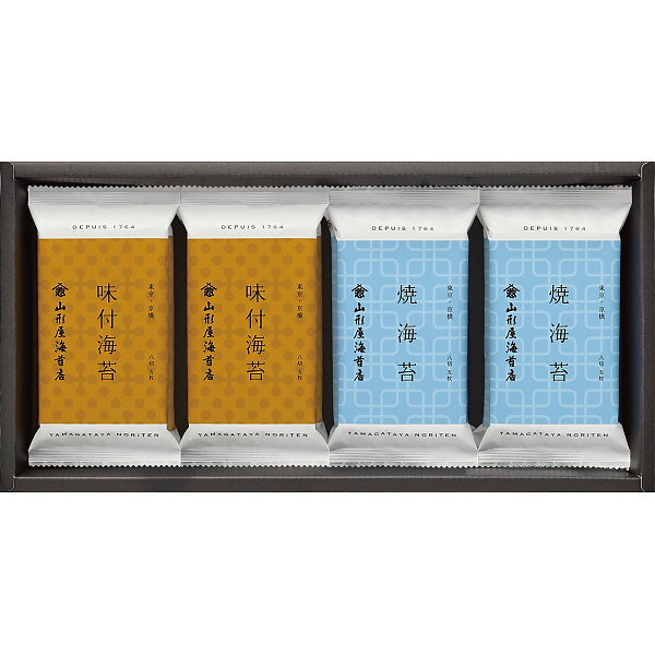 ●商品内容 焼海苔・味付海苔各4袋詰(8切5枚) ●パッケージサイズ：33×16×5 cm 242g ●賞味期限：製造日より547日 上質な海苔を厳選し丁寧に焼き上げました。ギフト対応※商品は十分にご用意しておりますが、万一品切れの場合や、 やむを得ない事情により中止や変更になる場合がございますので、ご容赦ください。【ご用途】 各種御祝、各種内祝いギフト 贈り物 内祝い 内祝 出産内祝い 結婚内祝い 御祝 快気祝 快気内祝 御礼 御中元 暑中御見舞 残暑御見舞 御歳暮 御年賀 寒中御見舞 プレゼント 母の日 父の日 敬老の日 クリスマス 合格祝い 進学内祝い 成人式 御成人御祝 卒業記念品 卒業祝い 御卒業御祝 入学祝い 入学内祝い 就職祝い 入園内祝い 御入園御祝 お祝い 御祝い 金婚式御祝 銀婚式御祝 御結婚お祝い ご結婚御祝い 御結婚御祝 結婚祝い 結婚式 引き出物 引出物 引き菓子 御出産御祝 ご出産御祝い 出産御祝 出産祝い 御新築祝 新築御祝 新築内祝い 祝御新築 祝御誕生日 誕生日祝 七五三御祝 初節句御祝 節句 昇進祝い 昇格祝い 就任 御供 お供え物 粗供養 御仏前 御佛前 御霊前 香典返し 志 進物 粗供養 偲草 偲び草 茶の子 法要 仏事 法事 法事引き出物 法事引出物 年回忌法要 一周忌 三回忌 七回忌 十三回忌 十七回忌 二十三回忌 二十七回忌 御開店祝 開店御祝い 開店お祝い 開店祝い 御開業祝 周年記念 来客 お茶請け 御茶請け 異動 転勤 定年 退職 退職挨拶回り 転職 お餞別 贈答品 粗品 粗菓 おもたせ 菓子折り 手土産 心ばかり 寸志 新歓 歓迎会 送迎会 新年会 忘年会 二次会 記念品 景品 開院祝い お礼 謝礼 御返し お返し お祝い返し 御見舞御礼 快気祝い 快気内祝い お土産 贈答品 プチギフト 御見舞 退院祝い 全快祝い 御挨拶 ごあいさつ 引越し ご挨拶 引っ越し お宮参り 御祝 お年賀 御年始 初盆 お盆 お中元 お彼岸 残暑見舞い 寒中お見舞 お歳暮 還暦祝 その他ギフト全般