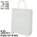 手提げ袋 (50枚セット) 紙 白無地 HBT晒無地 (t0) | ギフトバッグ 紙丸紐白 手提袋 XZT00887
