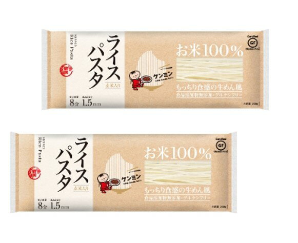 原材料 精米（タイ）、玄米（タイ） 規格 250g×2袋 商品説明 お米100%にこだわったお米100%ならではの上品な香りともっちり食感が特徴のお米の魅力が詰まったライスパスタです。小麦・食品添加物不使用・玄米入り・低GI食品です。パスタ料理は勿論、サラダとしてもお使いいただけます。もちもちっとした食感が美味しいパスタ麺です。 栄養成分 （100g当り） エネルギー（349kcal)、たんぱく質（6.5g）、脂質（1.2g）、炭水化物（78.0g）、食塩相当量（0.03g） 賞味期限 製造から24か月 ご利用方法等 (1)鍋に湯を沸かし、沸騰したら塩を入れる。(水1Lに対し、塩小さじ1)。(2)ふつふつ沸騰した湯にライスパスタを入れる。※ゆで時間の目安・・・温かいパスタの場合:8分、冷製パスタの場合:9〜10分。(3)ゆであがったら湯切りをし、水洗いをして水気を切る。(4)お好みのソースにからめて召し上がりください。 保存方法 高温・多湿をさけて、直射日光のあたらない場所に保存してください。　