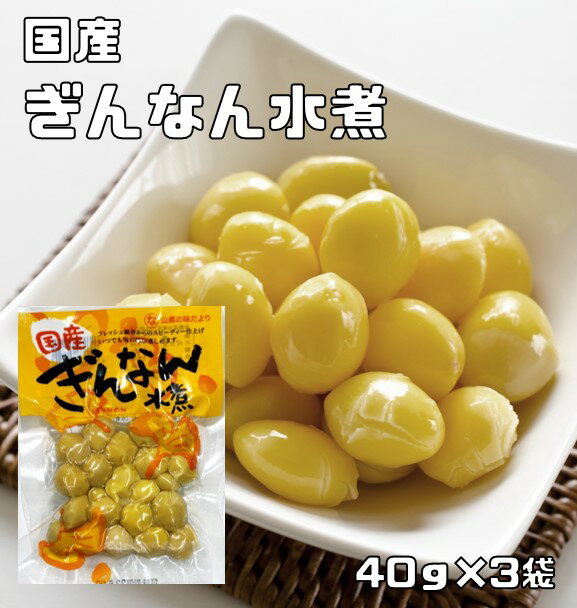 銀杏水煮 40g×3袋 国内産 イチョウ種子 国産 中尾物産 ぎんなん水煮 水煮野菜 茶碗蒸し 和食材 レトルト 調理素材 簡単 便利