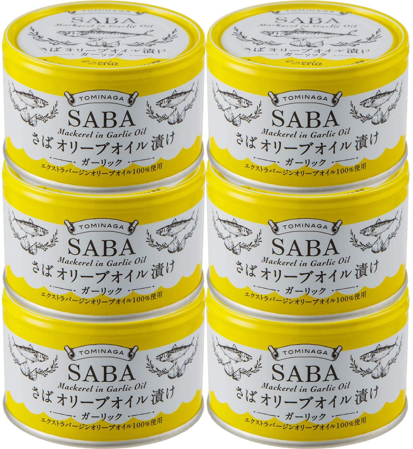 トミナガ　SABA　オリーブオイル漬け　ガーリック　150g×6缶　　【富永貿易　サバ缶　国産サバ使用　にんにく】のサムネイル