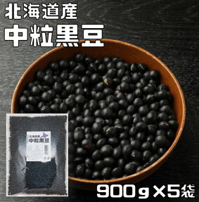 中粒黒豆 900g×5袋 まめやの底力 北海道産 黒大豆 くろまめ くろだいず 国産 乾燥豆 国内産 豆類 乾燥大豆 生豆