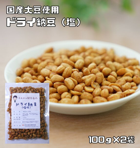 ドライ納豆 塩味 100g×2袋 豆力 国内産 （メール便）