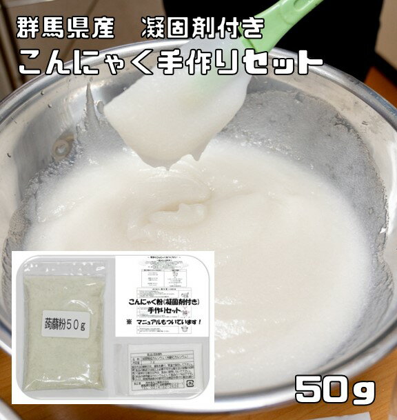 【メール便送料無料】　乾物屋の底力　群馬県産　こんにゃく粉　手作りセット　50g＋3g（凝固剤）　　【蒟...