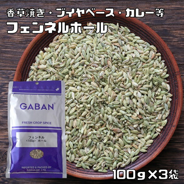 フェンネルホール 100g×3袋 GABAN ギャバン スパイス （メール便）香辛料 粒 シード 業務用 Fennel ういきょう ギャバン 高品質 ハーブ 1