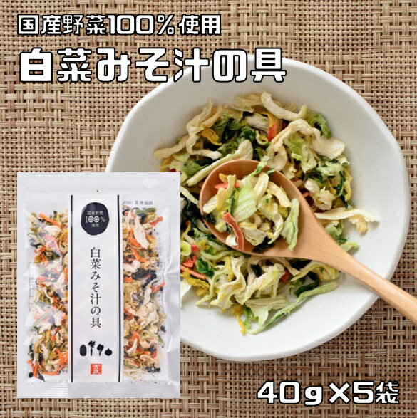 白菜みそ汁の具 40g×5袋 国産 乾燥野菜 干し野菜 国内産 乾物 便利野菜 備蓄 非常食 味噌汁の具 簡便野菜 ハクサイ