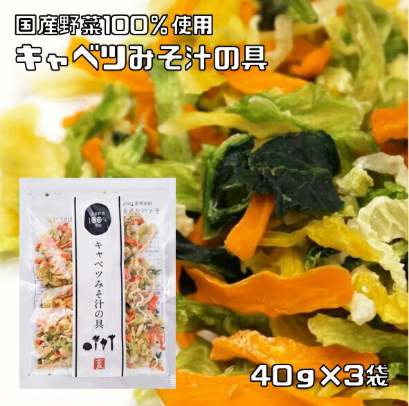 キャベツみそ汁の具 乾燥野菜 国産 40g×3袋 干し野菜 （メール便）国内産 乾物 便利野菜 備蓄 非常食 味噌汁の具 簡…