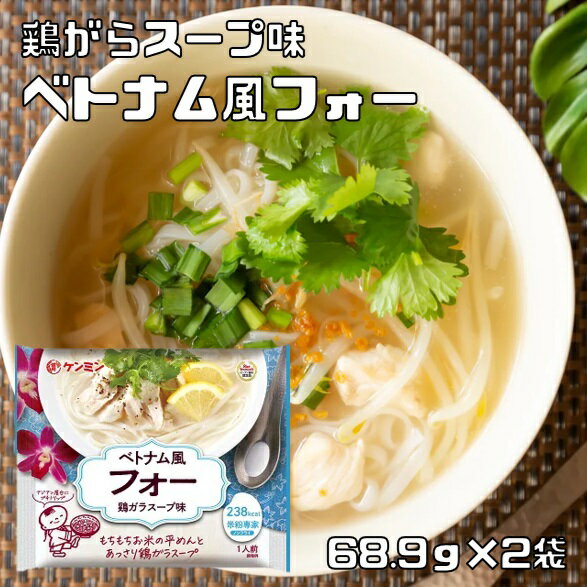 ベトナム風フォー 68.9g×2袋 米粉専家 （メール便）ケンミン食品 鶏ガラスープ味 米麺 インスタント 1人前 家庭用 エスニック