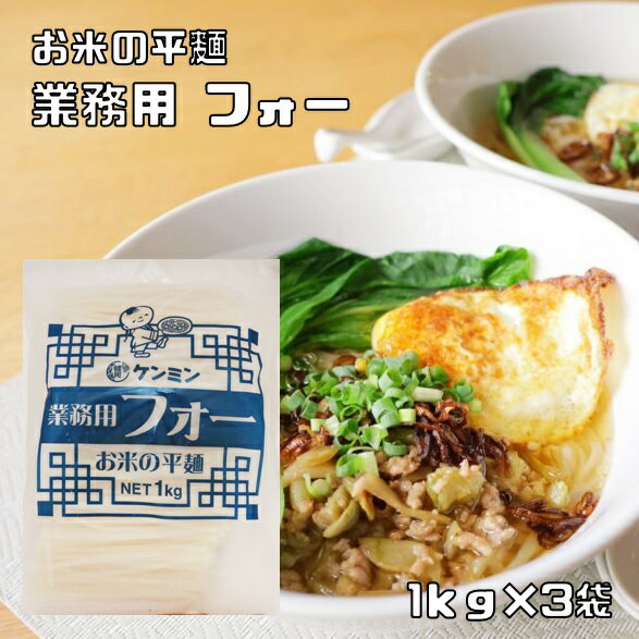 フォー 1kg×3袋 業務用 乾物屋の底力 ケンミン食品 ベトナムフォー 調理用 米麺 平麺 ライスヌードル 無添加 ベトナム料理