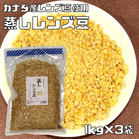 蒸しレンズ豆 1kg×3袋 カナダ産レンズ豆使用 無糖 無添加 時短 ゆでまめ 簡単便利 業務用 国内加工 徳用 煮豆 豆類