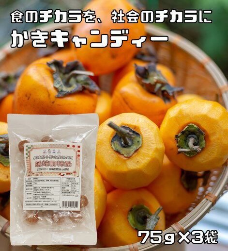 かきキャンディー 75g×3袋 食のチカラを、社会のチカラに （メール便）小野市産渋柿使用 柿飴 SDGs タ..