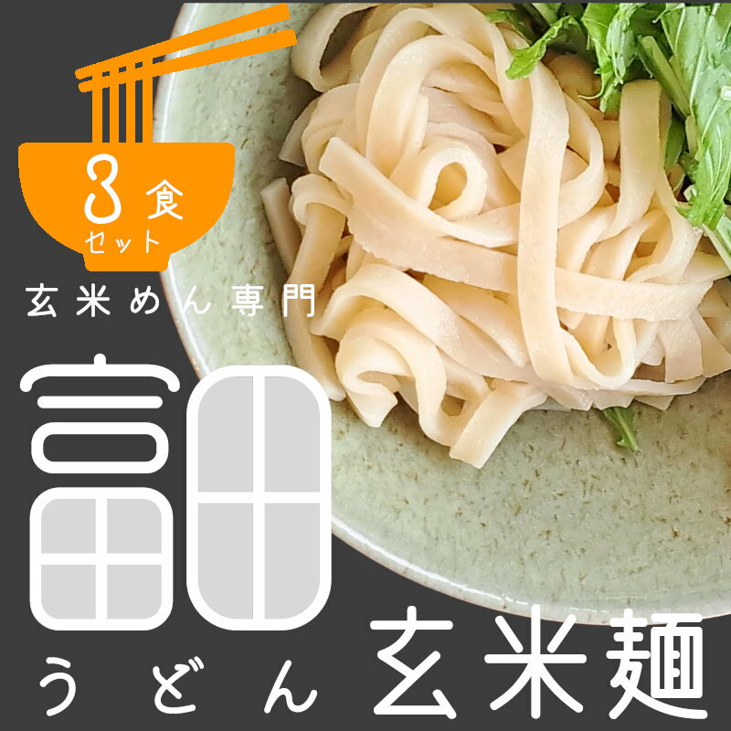 送料無料 富田うどんの玄米麺 3食入（1食120g）玄米めん 米粉麺 米粉めん ライスヌードル グルテンフリーヌードル ノングルテン アレルギーフリー 小麦粉不使用 ピロール米 那智のめぐみ 国産玄米 国産馬鈴薯でんぷん使用 たまな食堂【単品配送商品｜宅配便と同梱不可】