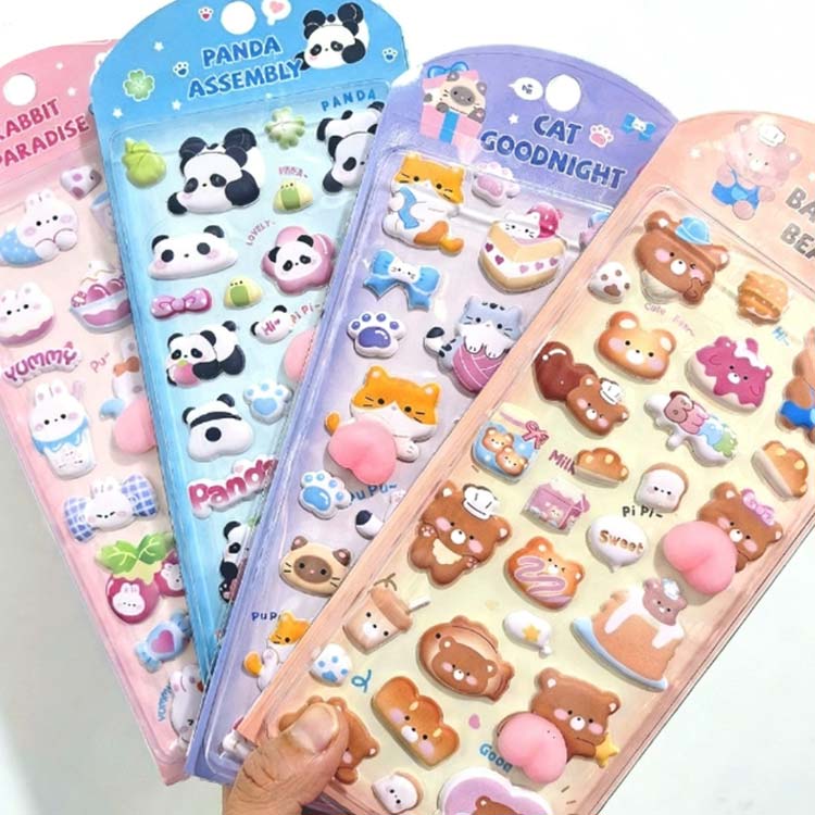 【送料無料】おしり シール うさぎ シール パンダ くま ねこ 泡ステッカー ぷにぷに ストレス ぷくぷくシール ケース 3D 立体 解消 可愛い 癒し ぷくぷく ご褒美シー ルステッカー デコレーション 4枚セット 手帳 デコ スマホ ステッカー ふわふわ デコレーション グッズ 2