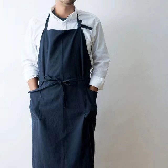 エプロン メンズ 男性用 前掛け 撥水加工 機能性 おしゃれ カフェ風 リネン配合生地 長尺 すらっとエプ..