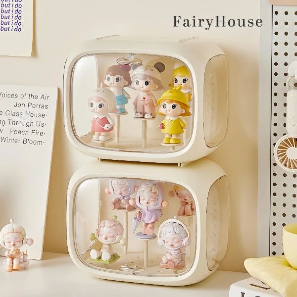 乐天商城 - 【無料送料】透明プラスチック人形ディスプレイケース1個 - 収集可能なフィギュア用の積み重ね式収納ボックス、複数レベルのミニチュアシーンオーガナイザー、アクションフィギュアやドールハウスミニチュアを展示・保護するのに最適