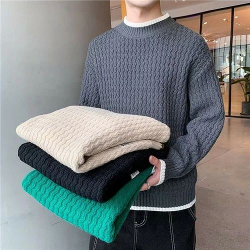 Rakuten - ニット セーター メンズ クルーネック ニット クルーネックセーター メンズ 秋冬 洗える トップス おしゃれ 冬服 ふわふわ 大人 ニット セーター トップス ケーブル編み 厚手 暖かい クルーネックセーター メンズ インナーセーター 長袖 父の日 クリスマス プレゼント