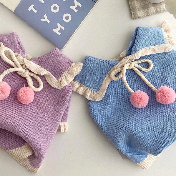 お出かけ 秋 ニット かわいい セーター 冬 韓国風 トップス ペットウェア さくらんぼ チェリー プチプラ 犬 服 お散歩