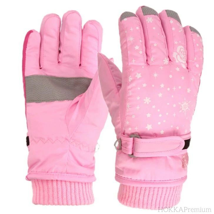 【送料無料】キッズ 手袋 女の子 雪遊び スノーグローブ ジュニア 子供 スキーグローブ スキー手袋 裏起毛 防寒 ピンク バラ 星 5本指 ドット