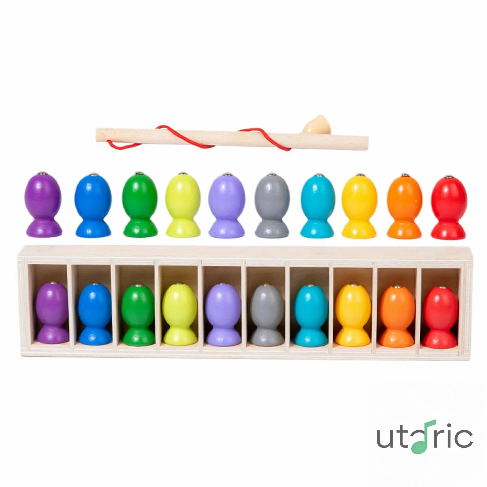 【送料無料】マグネットフィッシングトイ - カラーマッチングおもちゃ 木製知育ペアリング玩具 幼児男女向け 学校行事・旅行・ビーチ・クリスマスプレゼントに