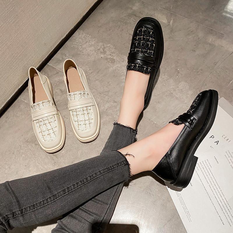 【送料無料】ローファー レディース カジュアルシューズ フラットシューズ スクエアトゥ 靴下 スリッポ..