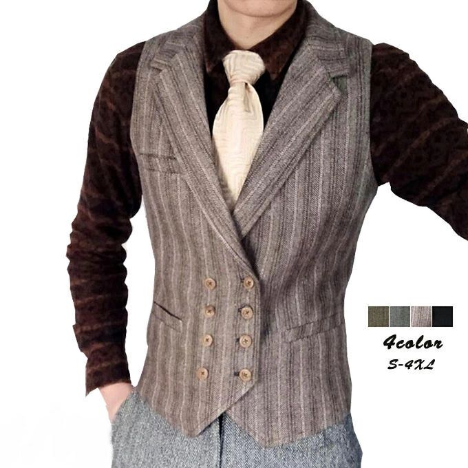 ※サイズ詳細等の測り方はスタッフ間で統一、徹底はしておりますが、若干の誤差がある場合がございます。 ※ご注文が集中した場合、倉庫の混雑等により、発送が遅れる場合がございます。 ※モニターや環境により、色の見え方が実際の商品と異なる場合がございます。商品詳細■カラー：グレー　コーヒー色　ブラック　ブラウン(ストライプ柄)■サイズ（cm）：S　バスト93　着丈60　肩幅39M　バスト98　着丈62　肩幅40L　バスト104　着丈63　肩幅42XL　バスト110　着丈65　肩幅442XL　バスト115　着丈66　肩幅463XL　バスト120　着丈67　肩幅48■素材：ラシャ　ツイード　ポリエステル※記載のないアクセサリー、小物等は付属しません。●こちらの商品は平置きで測ります、若干の誤差が生じる場合があります。●色合いはモニター環境により若干の誤差が生じる場合もあります。●輸送上の都合で多少の汚れや傷などが付いている場合がありますので、ご理解をお願い致します。●写真はサンプルで、画面上と実物では多少色具合が異なって見える場合もございますので、ご了承ください。●何か質問がございましたら、お気軽にメールにてご連絡ください。