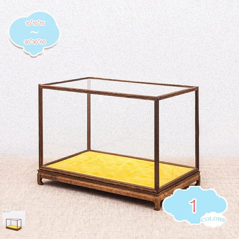 【送料無料】アンティーク 収納ボックス 卓上展示 ディスプレイケース 木彫り装飾付き コレクションケ..