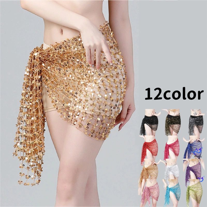 【送料無料】ベリーダンス ヒップスカーフ 腰巻き ウエストチェーン カラフル フシースルー スパンコール サンバ ベリーダンス衣装 ダンス飾り 舞台 舞台風 演出 衣装飾り コインタッセル ビーチ装飾 ベリーダン スボディチェーン アクセサリ 海外通販