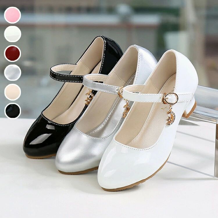 【送料無料】フォーマルシューズ 子供靴 ピアノ発表会 靴 キッズ 女の子 ダンス靴 ヒール カジュアル シューズ 結婚式 パーディー 七五三 入学式 セレモニー 18cm 19cm 20cm 21cm 22cm 23cm 24cm 24.5cm ホワイト ブラック シルバー ピンク ベージュ ワインレッド