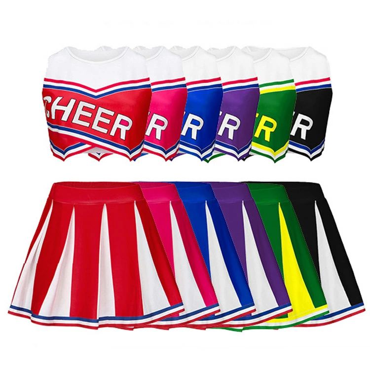 【送料無料】チアダンス ダンス衣装 大人 キッズ セットアップ 大人 チアダンス チアガール チアリーダー 衣装 スカート キッズ レディース チアリーダー スパンコール ヒップホップ チア 発表会 運動会 甲子園 応援 コスチューム 赤 青 緑 紫 黒 ピンク