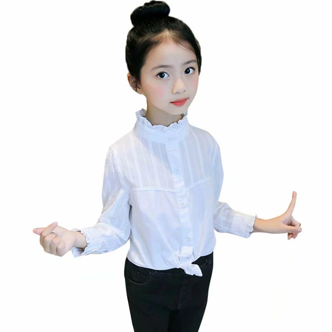 【送料無料】子供服 ブラウス シャツ 女の子 キッズ ジュニア 白ブラウス 無地 可愛い 長袖 キッズス フォーマル 結婚式 発表会 卒園式 卒業式 入学式
