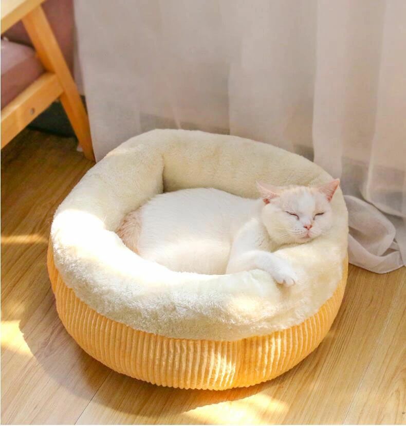Rakuten - 【送料無料】猫ベッド 小犬ペット 秋冬 ふかふか 暖かい 防寒対策 ぐっすり眠る 洗える 滑り止め 丸形ペットソファー 猫ハウス ペットベッド 耐久性あり 可愛い 丈夫 四季適用 人気 通販