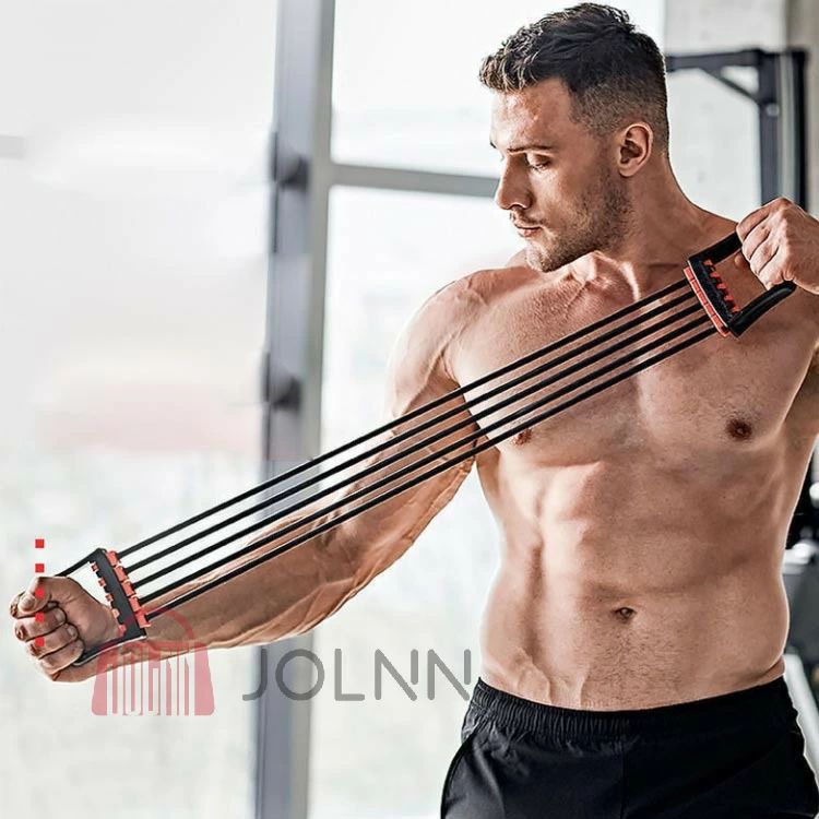 【送料無料】2タイプ選べる チューブ 強化 筋トレーニング 筋トレ 背筋 ゴム製 負荷調節可 5連式 上半身 引っ張りトレーニング 胸筋 二の腕 チェストエキスパンダー 引き締め 室内 背中 レジスタンスエクササイズ エキスパンダー
