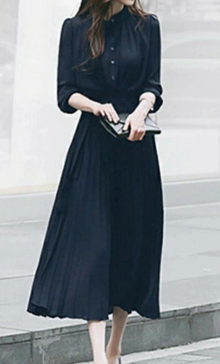 【送料無料】ワンピース レディース ロングワンピース きれいめ カジュアル 長袖 シャツワンピース オフィスカジュアル パーティードレス 秋 冬 春 夏 大人 上品 フォーマル マタ プリーツ フレア 3