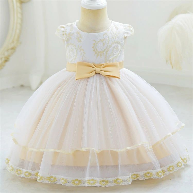 乐天商城 - 【送料無料】シャンパン　ミニドレス　キッズ　ドレス　子供ドレス　プリンセス　ショート丈　半袖　リボン　フォーマルドレス　ワンピース　キッズ服 子供服 女の子 子ども　発表会　七五三　演出舞台　結婚式　卒業園　入園式 ピアノ