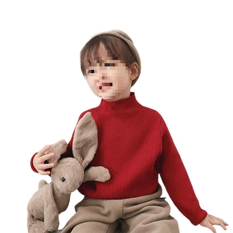 Rakuten - 【送料無料】ニット 子供服 秋冬 ニットトップス 女の子 男の子 無地 ハイネック セーター ゆったり 伸縮性 ニットセーター カジュアル 普段着 かわいい オートミール ブラック ピンク ワインレッド グリーン ベージュ ブラウン