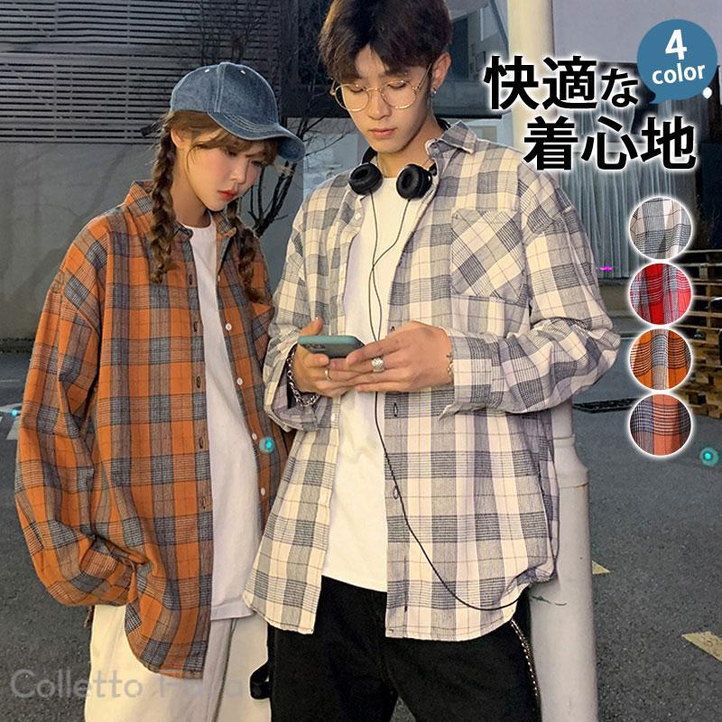 Rakuten - チェックシャツ 長袖 メンズ カジュアルシャツ トップス 秋 春 男性用 秋服 春服 通勤 通学 紳士服 ビジネスシャツ 快適 お兄系 ギフト