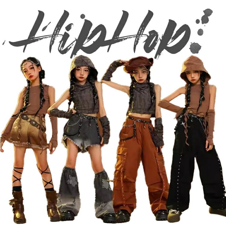 【送料無料】ダンス キッズ 女の子 ダンス衣装 パンク風 アームカバー フード付き ガールズ 無袖 長ズボン 短パンツ ダンスウェア 発表会 応援団 イベント ジュニア カッコイイ 普段着 jazz K-POP オシャレ DANCE 110~170