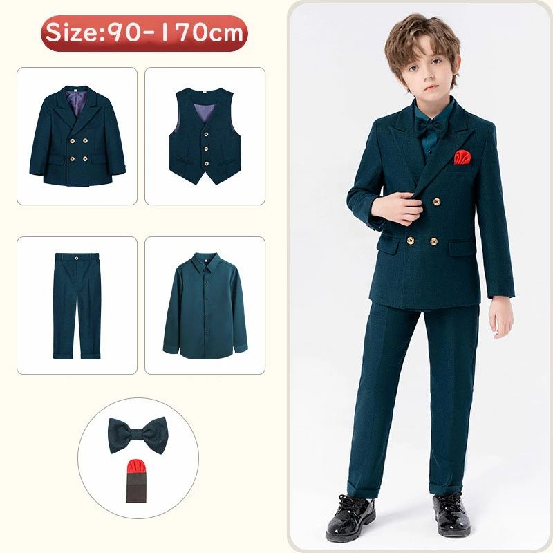 Rakuten - 【送料無料】入学式 スーツ 男の子 長ズボン フォーマルスーツ 5点セット 6点セット 男の子 グリーン 子供スーツ 卒業式 スーツ 小学生 入学式 入園式 卒園式 セットアップ キッズスーツ 男の子 子供服 上下セット 長袖 ジュアル 人気 礼服 キッズ 卒業式 七五三 お宮参り